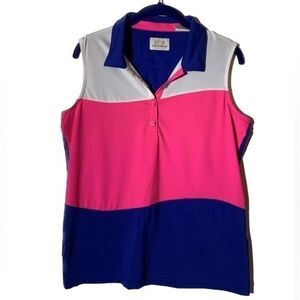 EP Pro Tour Tech Pink Sleeveless Collared Golf Shirt Large
